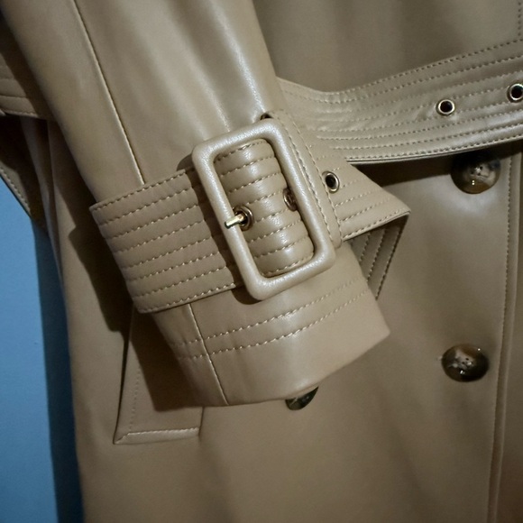 VERONICA BEARD Tan Conneley Faux Leather Trench Coat - Picture 5 of 12